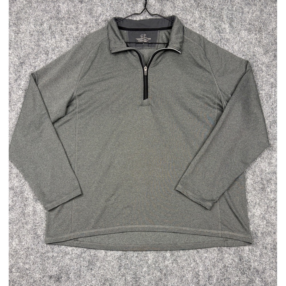 Vineyard Vines Performance Mens XL Gray Heathered Quarter Zip Pullover Sweater